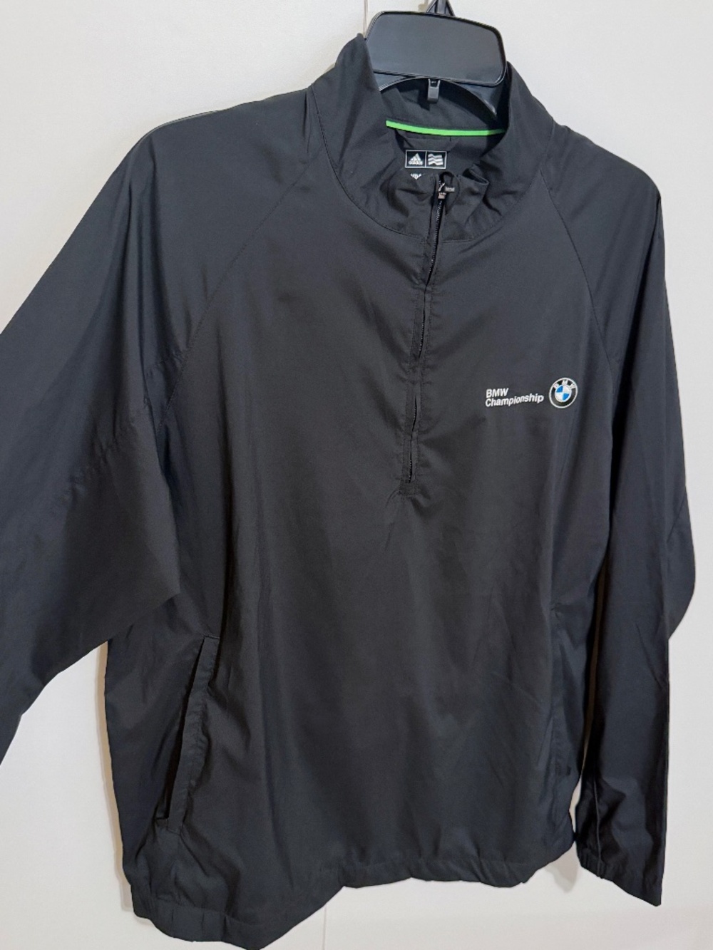 adidas Golf BMW Championship Climaproof 1/4 Zip Black Windbreaker, Medium